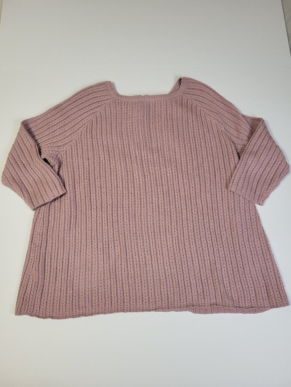 Ryllace Fisherman Ribbed Knit Sweater Dusty Rose Pink Organic Cotton Size 2X